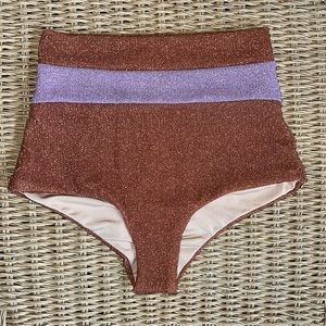 New Beach Riot Meara bikini bottom Small S shimmer glitter festival hot pants